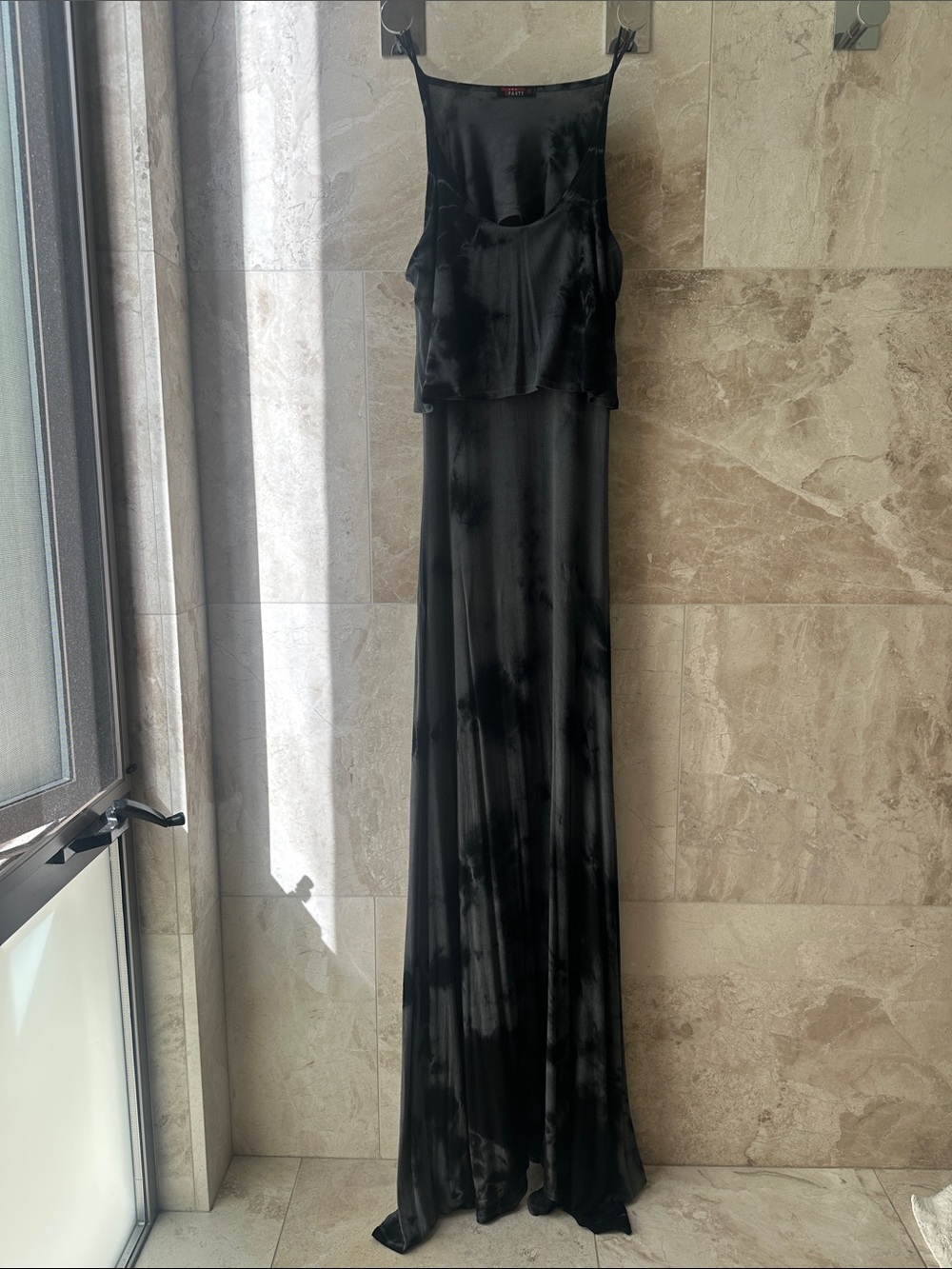 T Party Fashion Black and Grey Tie Dye Maxi Dress